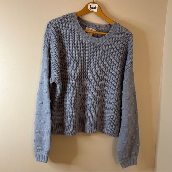 Jessica Simpson Textured Knit Sweater Women’s L Powder Blue great preworn condit - Picture 1 of 10